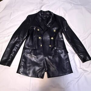 Tahari Faux Leather Double-Breasted Women's Blazer